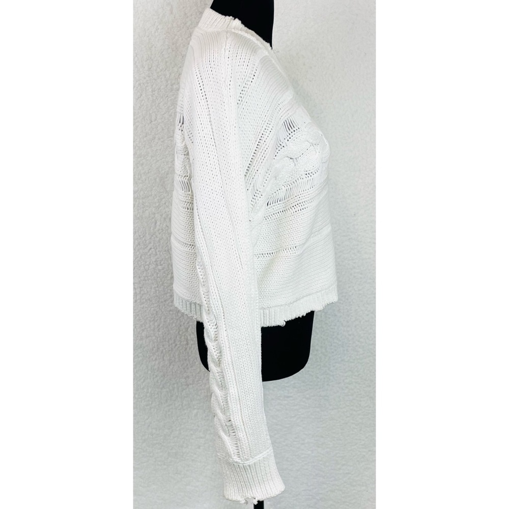 RTA • White Fever Distressed Cable Knit Cropped Sweater, M - Picture 9 of 16